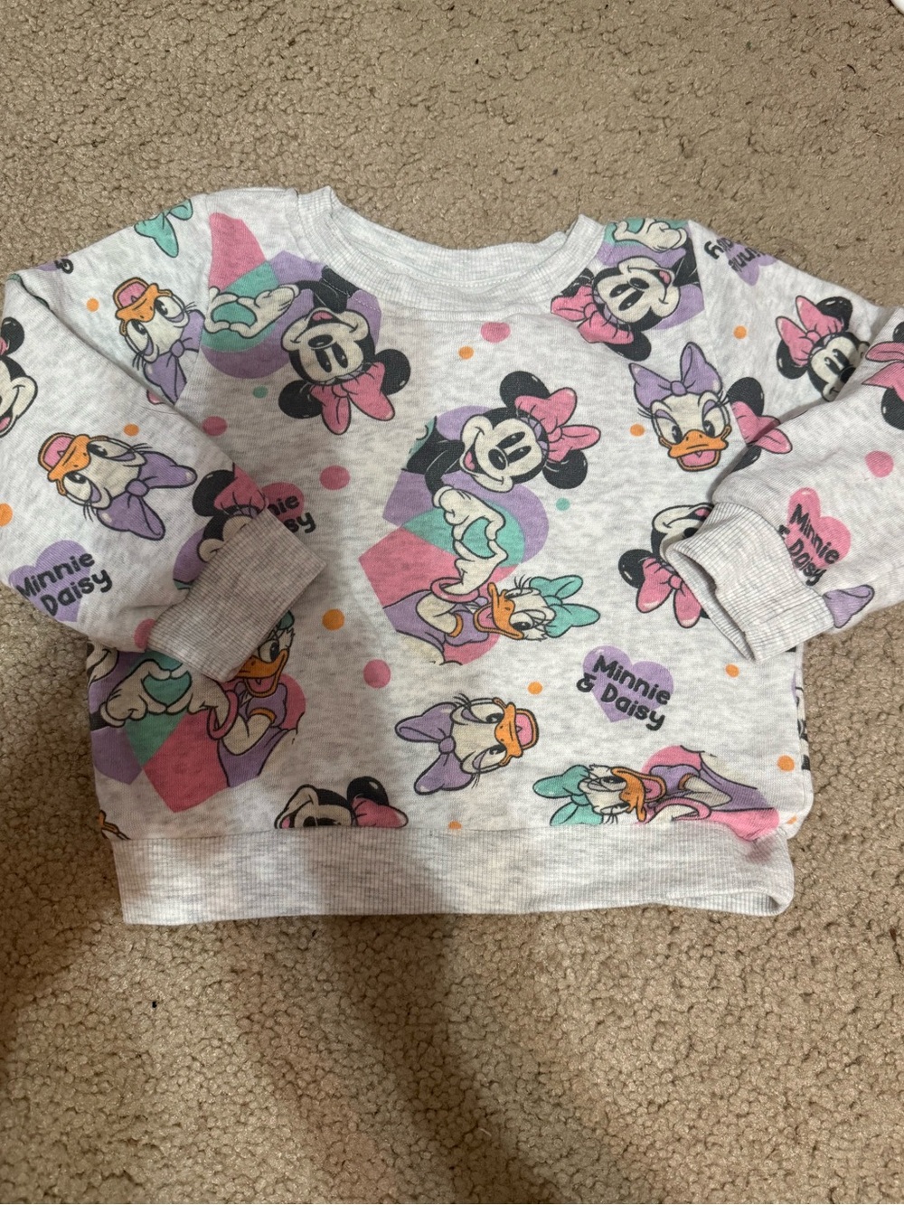 Disney Gray Minnie & Daisy All-Over Print Pullover Sweatshirt